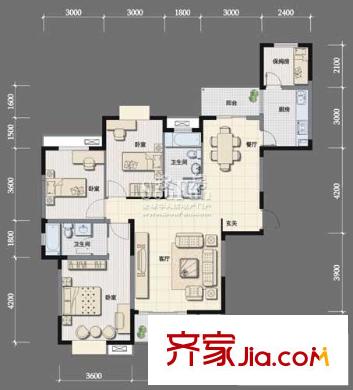 融僑錦城戶型圖d5-2 4室2廳2衛(wèi)