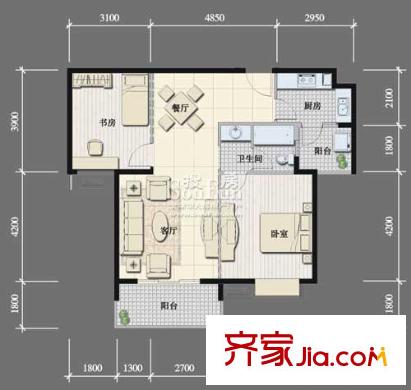 融僑錦城戶型圖c5 2室2廳1衛(wèi)