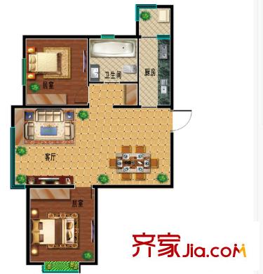 梅苑小區(qū)戶型圖二室二廳 戶型圖 2室2廳