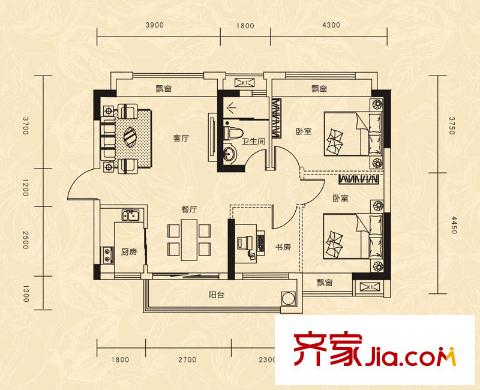 廣電蘭亭都薈戶型圖一單元05戶型 3室2廳1衛(wèi)1廚