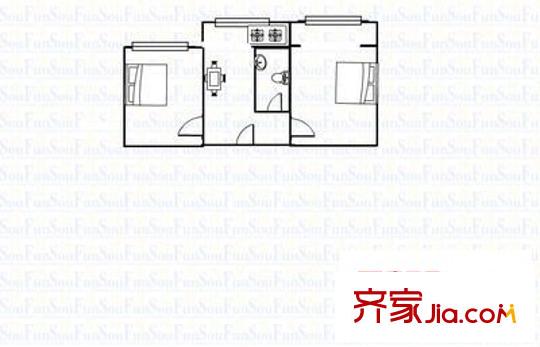 河西網(wǎng)通宿舍 2室 戶型圖