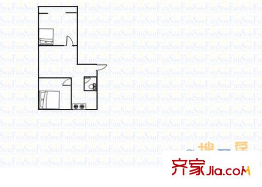 河西網(wǎng)通宿舍 2室 戶型圖
