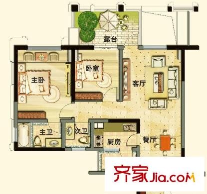 水仙里戶型圖二室二廳 戶型圖 2室2廳
