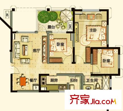 水仙里戶型圖三室二廳 戶型圖 3室2廳