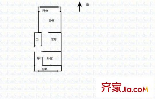 河西公安局宿舍 2室 戶(hù)型圖