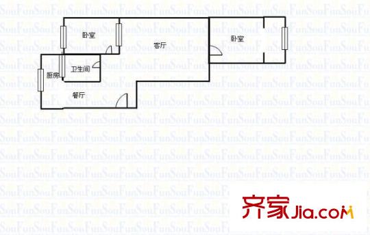 河西公安局宿舍 2室 戶(hù)型圖