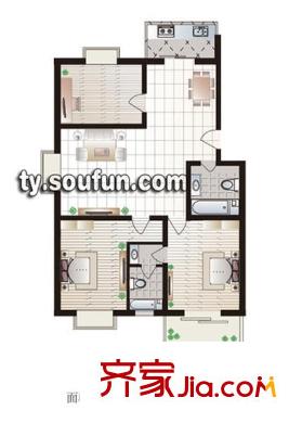 花園南小區(qū)戶型圖a 3室2廳2衛(wèi)1廚