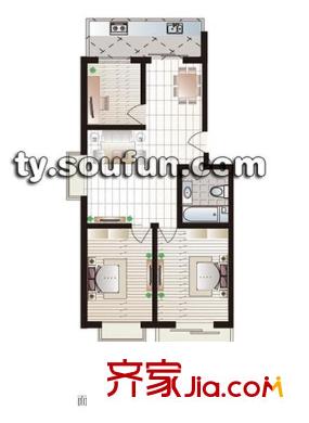 花園南小區(qū)戶型圖f 3室2廳1衛(wèi)1廚