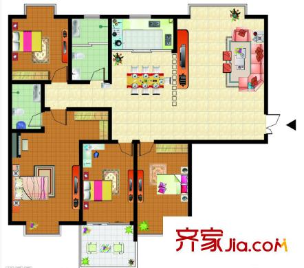 蔡家田A區(qū)戶型圖4室2廳 戶型圖 4室2廳2衛(wèi)1廚