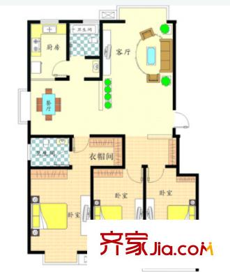 蔡家田A區(qū)戶型圖3室2廳 戶型圖 3室2廳2衛(wèi)1廚