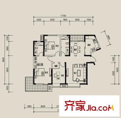 東方花城 3室 戶型圖