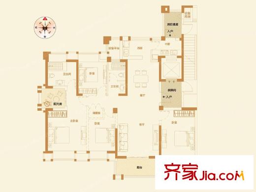 漢口城市廣場(chǎng)戶型圖D戶型 4室2廳2衛(wèi)1廚