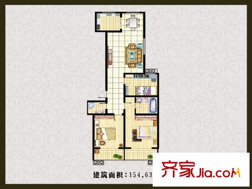 漢唐官邸戶型圖戶型圖-154-3221 3室2廳2衛(wèi)1廚