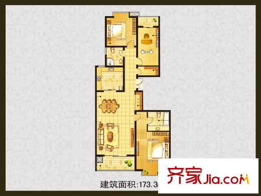 漢唐官邸戶型圖戶型圖-173-3221 3室2廳2衛(wèi)1廚