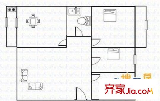 富康苑1號 3室 戶型圖
