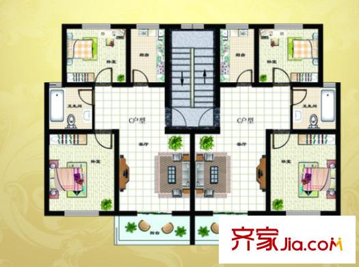 百步亭花園溫馨苑戶型圖二室一廳 戶型圖 2室1廳