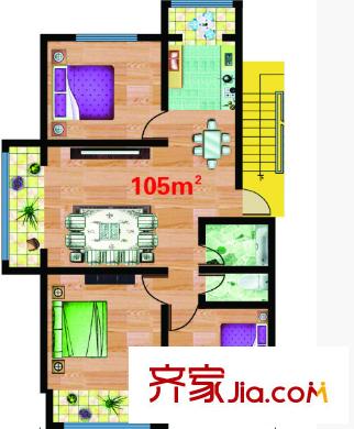 百步亭花園溫馨苑戶型圖三室二廳 戶型圖 3室2廳