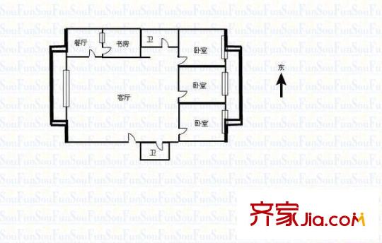 大運(yùn)公司宿舍戶型圖1230 3室