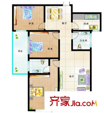 福星惠譽(yù)福星城戶型圖三室二廳 戶型圖 3室2廳