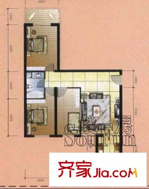 東方名筑戶型圖C戶型 3室1廳1衛(wèi)1廚