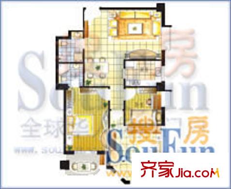 大唐世家100城戶型圖伯爵殿 2室