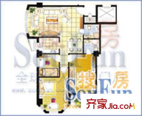 大唐世家100城戶型圖海印象 2室
