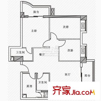 世紀(jì)彩城戶型圖彩-L 3室2廳2衛(wèi)1廚