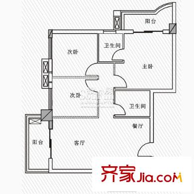 世紀(jì)彩城戶型圖彩-K 3室2廳2衛(wèi)1廚