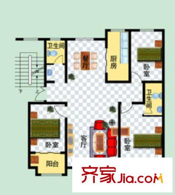 金地圣愛米倫戶型圖三室二廳 戶型圖 3室2廳
