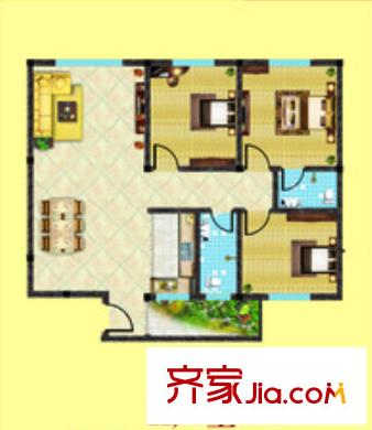 金地圣愛米倫戶型圖三室二廳 戶型圖 3室2廳