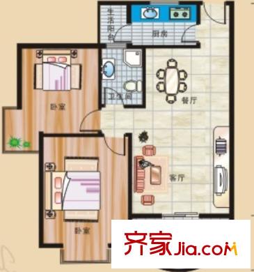 金地圣愛米倫戶型圖二室二廳 戶型圖 2室2廳