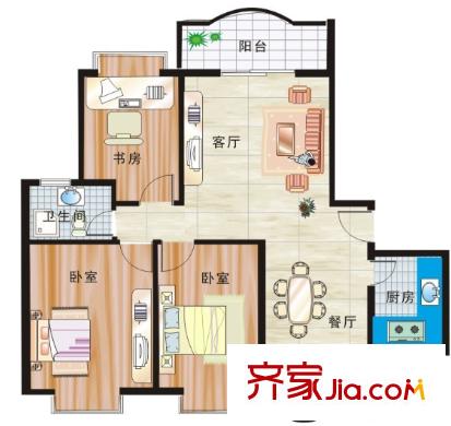 金地圣愛米倫戶型圖三室二廳 戶型圖 3室2廳