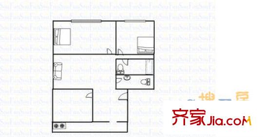 半坡西街法院宿舍 2室 戶型圖