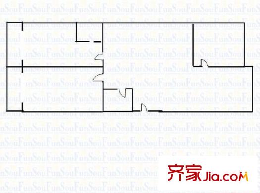 迎澤區(qū)委宿舍戶(hù)型圖2.2 2室