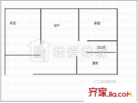 迎澤區(qū)委宿舍戶型圖1.2 2室