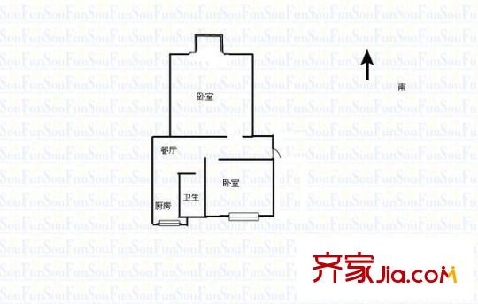 漪汾橋西電臺宿舍 2室 戶型圖
