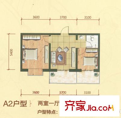 陽光晟景戶型圖A2戶型圖 2室1廳1衛(wèi)1廚