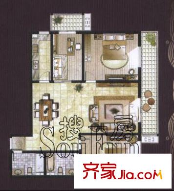 閱溪平方米園戶型圖三室兩廳兩衛(wèi)165 3室2廳2衛(wèi)1廚