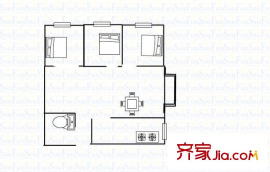 閱溪平方米園 3室 戶(hù)型圖