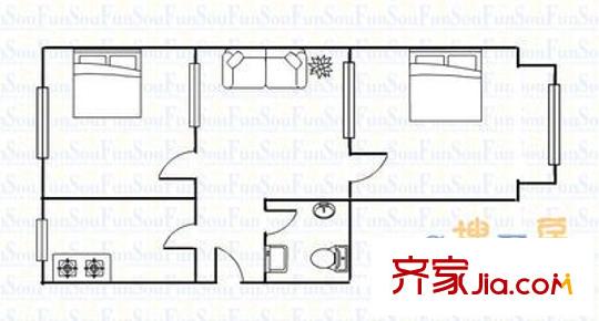 陽(yáng)光華庭 2室 戶型圖