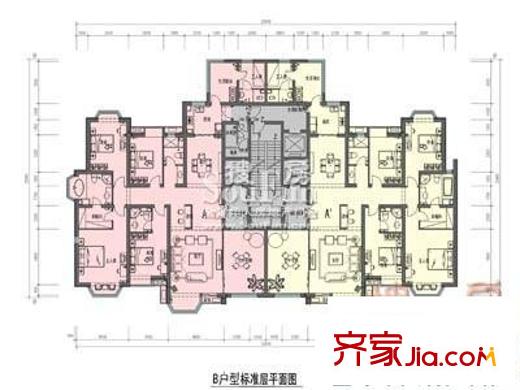 御龍城合生創(chuàng)展戶型圖19B戶型平面 4室2廳3衛(wèi)