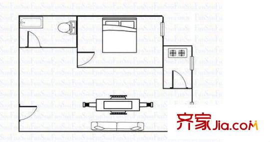 雅典金座 1室 戶型圖