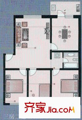 榆次佳地花園戶型圖3室2廳1衛(wèi)1廚