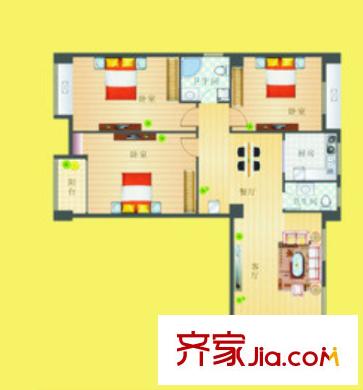 歐洲花園戶型圖3室2廳 戶型圖 3室2廳2衛(wèi)1廚