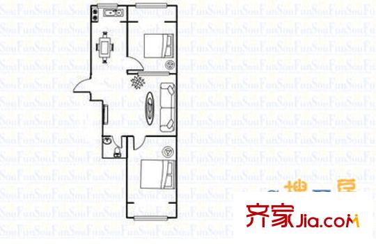 小井峪鍋爐廠宿舍 2室 戶型圖