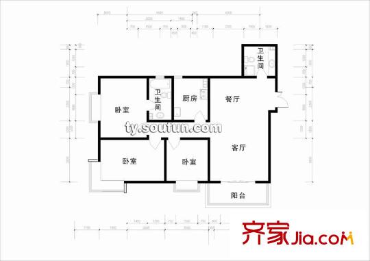 祥和名邸戶型圖戶型圖 3室2廳2衛(wèi)1廚