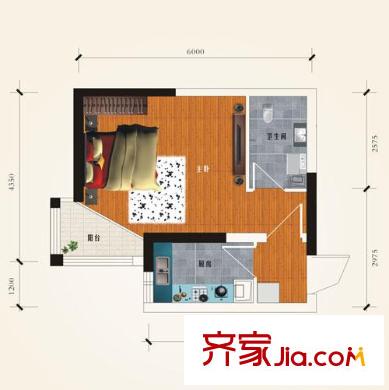 航天雙城戶型圖二期Y2戶型 1室1衛(wèi)