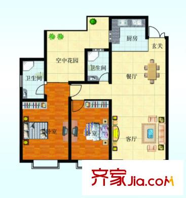 風(fēng)華天城戶型圖2室2廳 戶型圖 2室2廳1衛(wèi)1廚