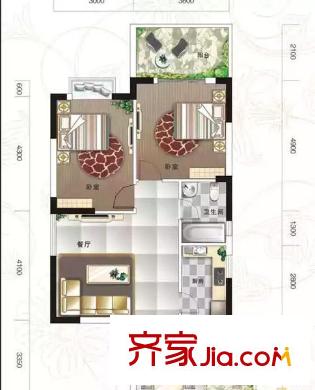 東立國際三期 戶型圖 2居3
