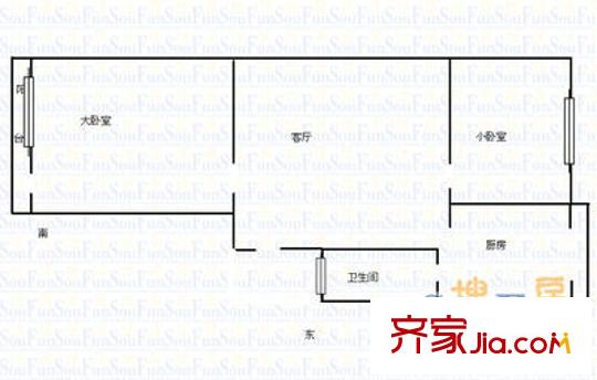 太原燃料公司宿舍 2室 戶型圖